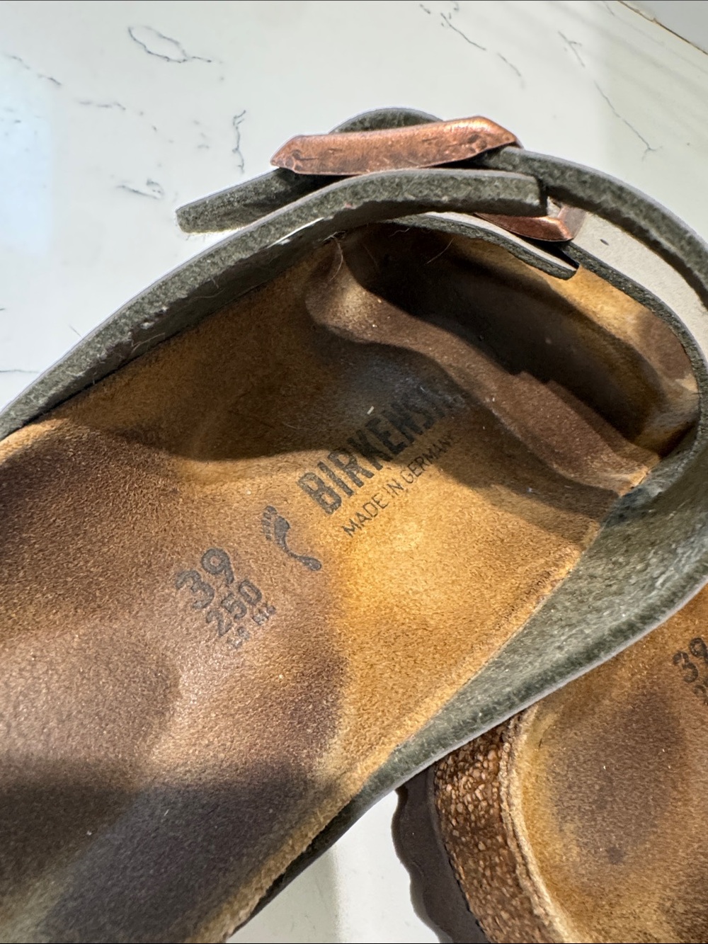 Birkenstock Taupe Double Buckle Sandals with Copper Buckles - Picture 2 of 10